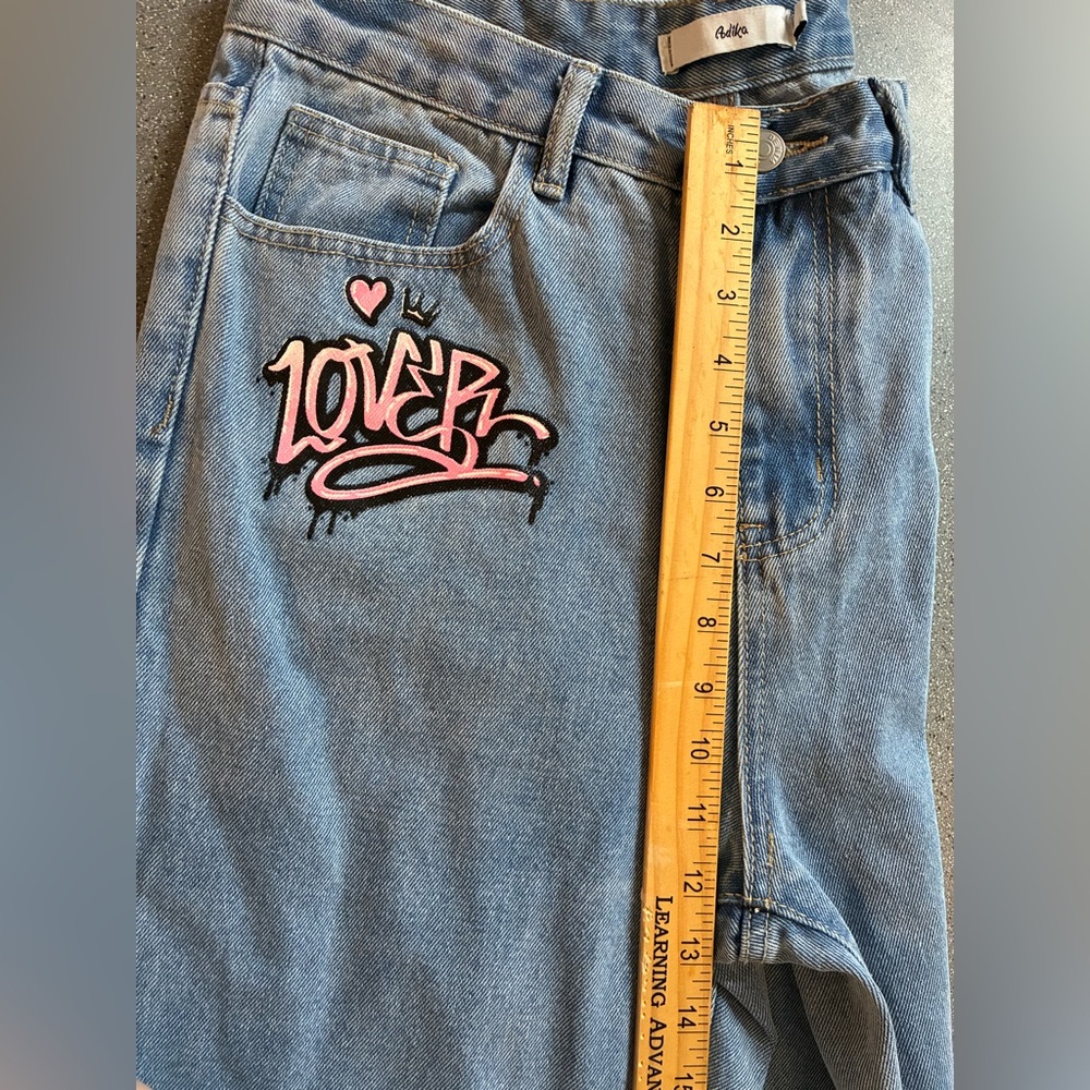 Adika Jeans with Graffiti Painted design Large/Like New Adiki Painted Jeans - Picture 9 of 9